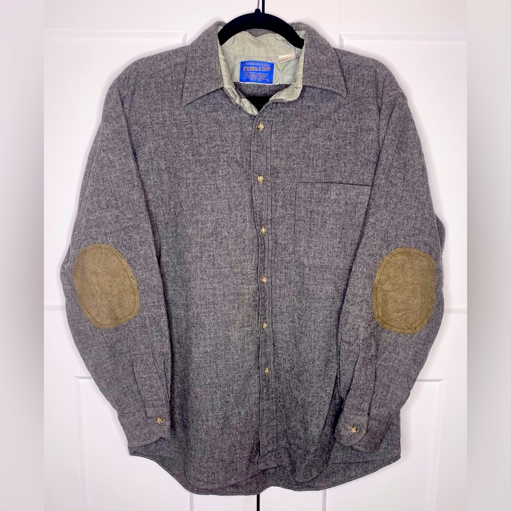 Pendleton 100% Virgin Wool Gray Long Sleeve Button Up Shirt Men’s Size Large